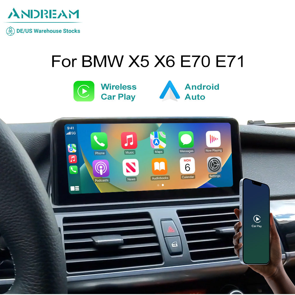 10.25 Wireless CarPlay Android Auto For BMW X5 X6 E70 E71 E72 2007-2013  CCC CIC GPS Navigation Head Unit Car Dvd Player