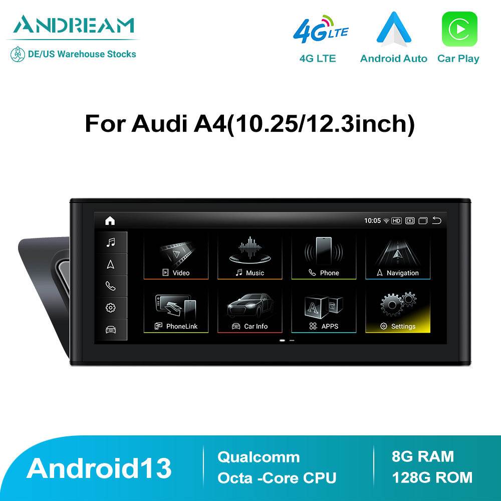 10.25'' 12.3 Inch Android 13.0 8+128GB Navigation Radio Stereo Screen Carplay Android Auto Interface For Audi A1 A3 A4 A5 Q3 Q5 Q7 Multimedia Player