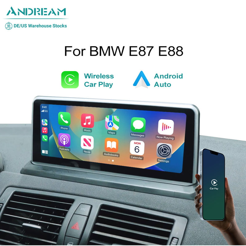 10.25 Inalámbrico Apple Carplay Android Auto Car Multimedia para BMW Serie  1 E81 E82 E87 E88 Unidad Principal Cámara Trasera Pantalla Táctil