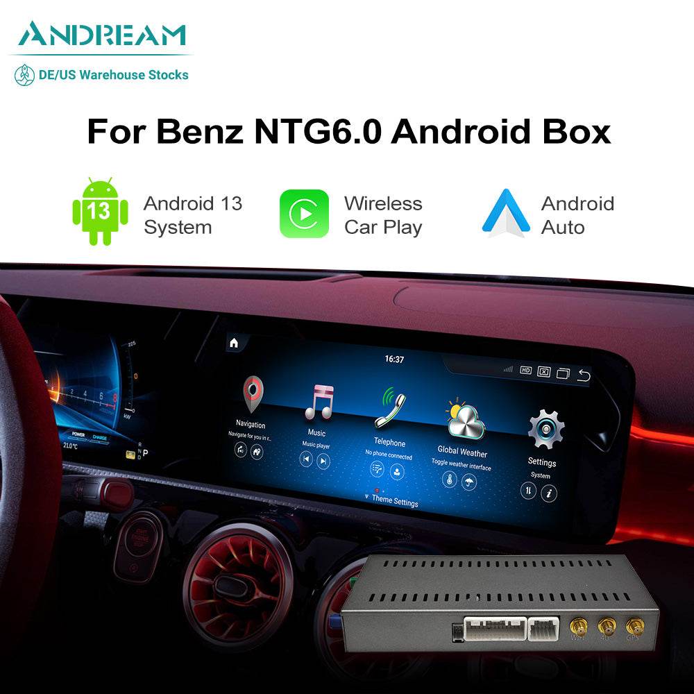 Android 13.0 Wireless CarPlay Android Auto GPS Multimedia Navigation Box 8GB+128GB For Mercedes Benz A C E V G GLA GLB GLC Class 2019-2023 NTG 5.5/6.0