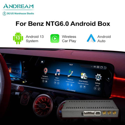 Android 13.0 Wireless CarPlay Android Auto GPS Multimedia Navigation Box 8GB+128GB For Mercedes Benz A C E V G GLA GLB GLC Class 2019-2023 NTG 5.5/6.0