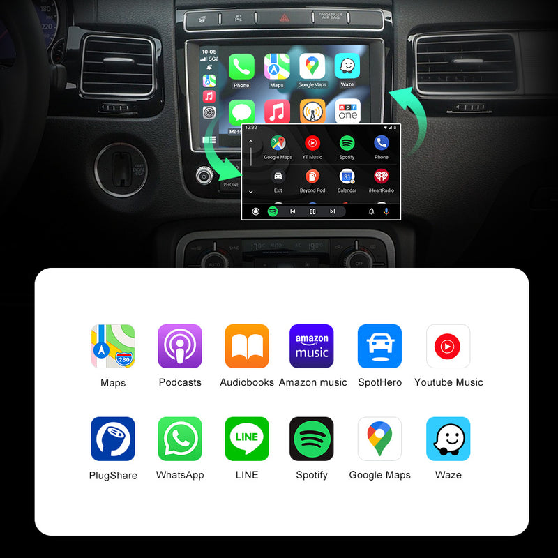 Wireless Carplay Android Auto MMI Prime Retrofit Interface For Volkswagen Touareg V6 V8 TDI Hybrid R-Line Executive 2010-2018 Navigation