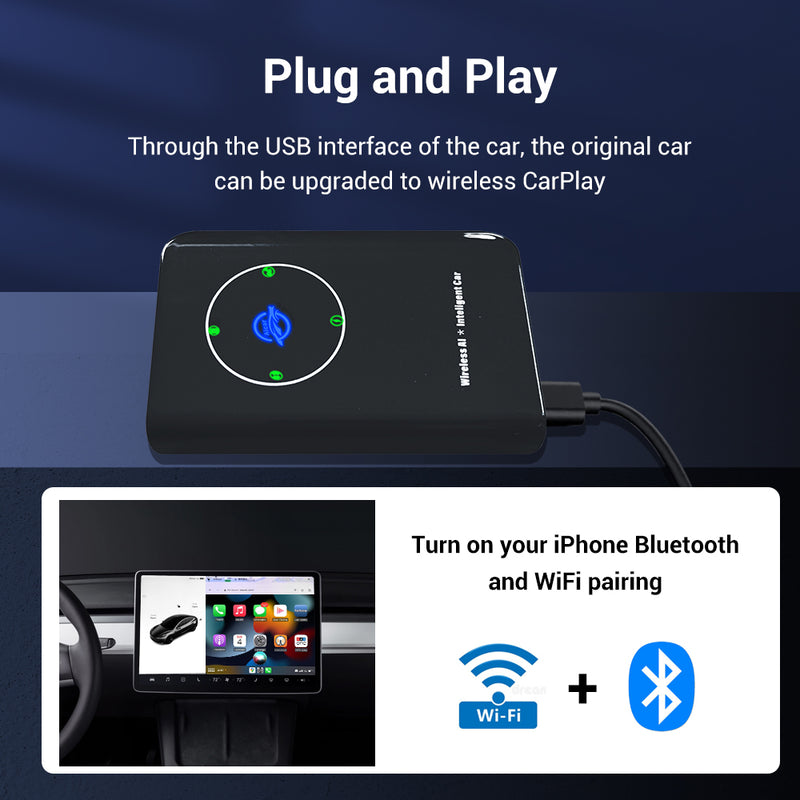 Trådlös CarPlay-adapter för iPhone, trådlös CarPlay-dongel